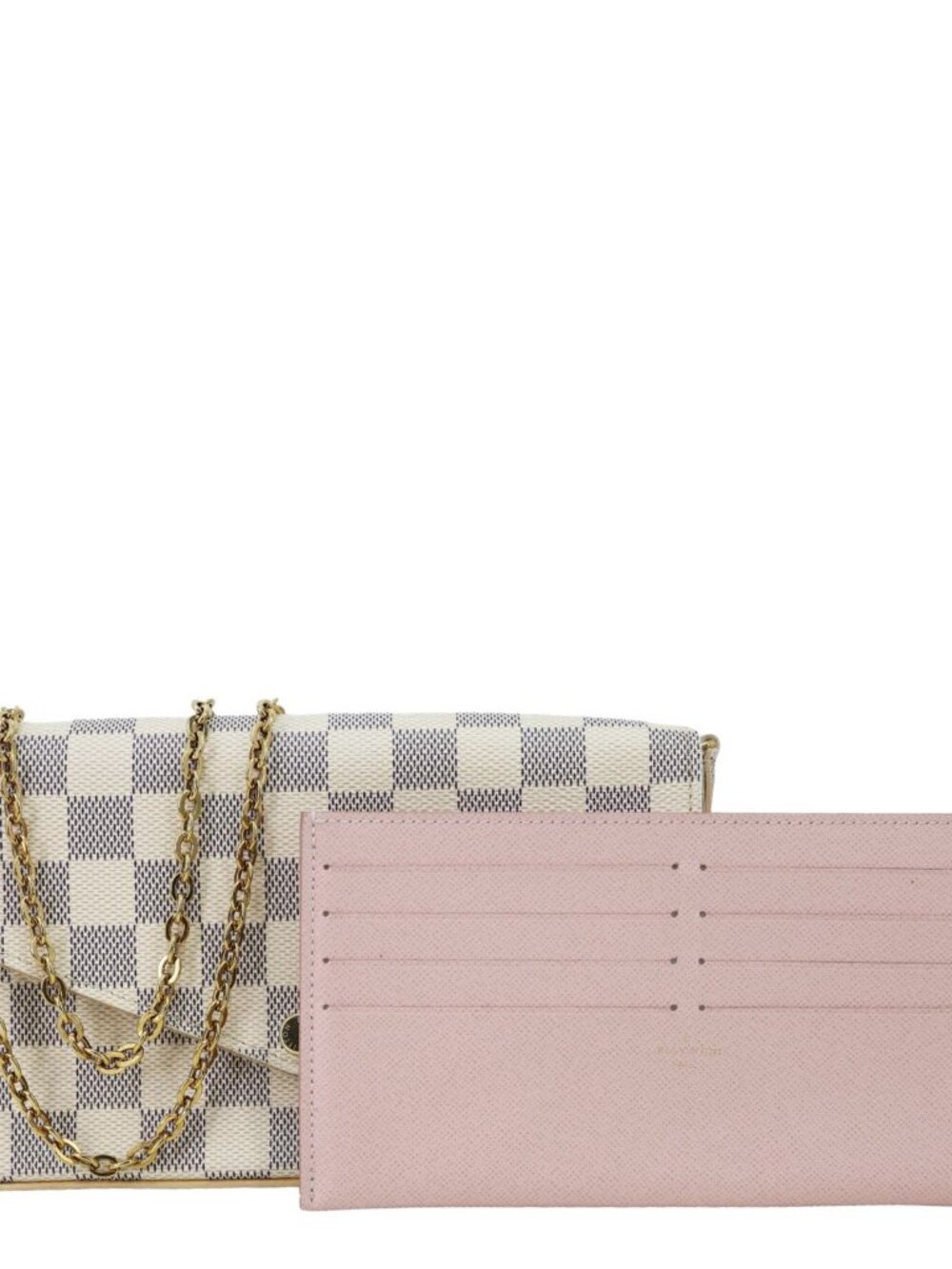 Louis Vuitton Felicie Pochette Damier Azur Crossbody Bag Rose Ballerine